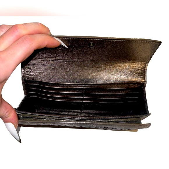 🖤 Bottega Veneta Intrecciato Leather Flap Top Snap Continental Wallet Metallic - Picture 5 of 14